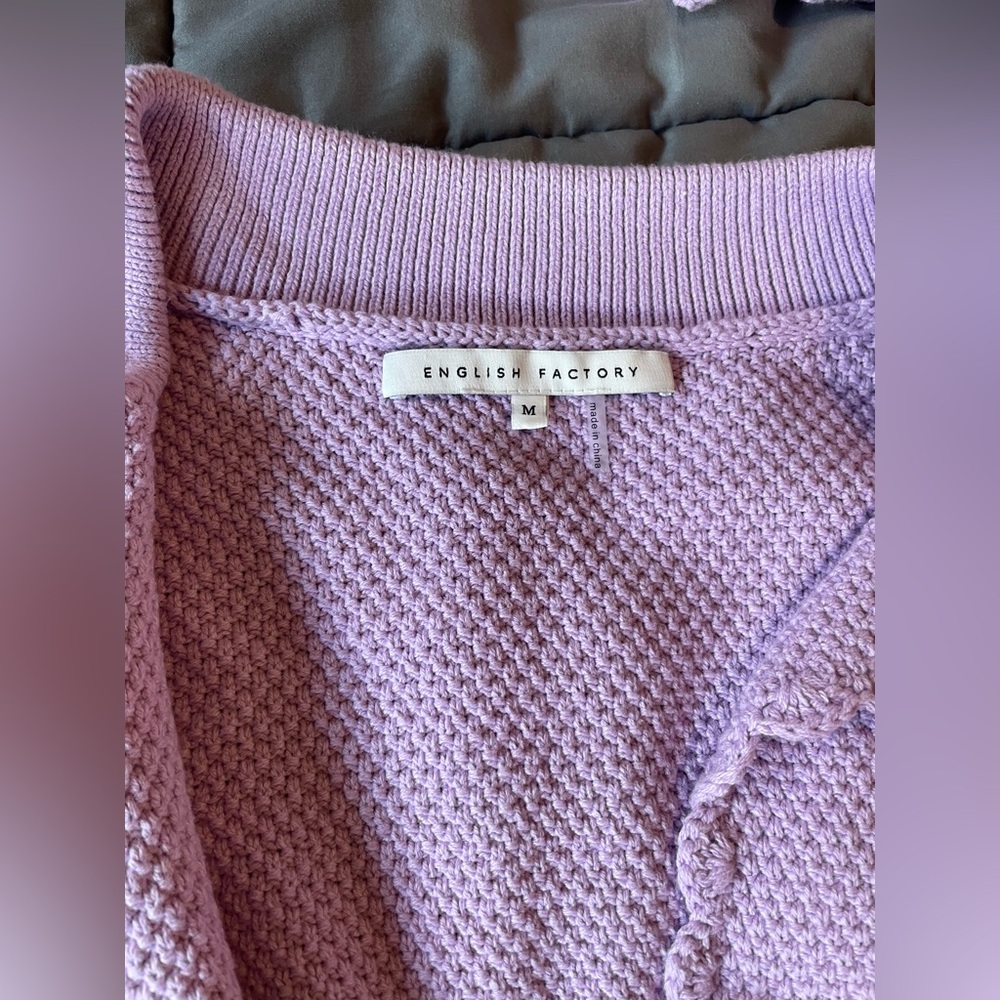 Lilac Scalloped Edge Cropped Cardigan ENGLISH FACTORY - Picture 8 of 12